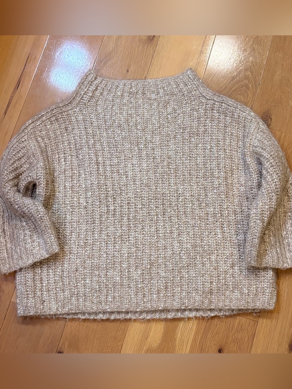 AYR Women’s Mock Knit Chunky Knit Sweater | Wide Sleeves |  Boxy Style | Medium